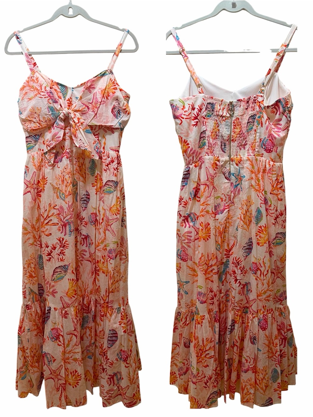 Taylor Women's Coral Under the Sea Floral Tie-Front Maxi Dress Size 14 NWT - Picture 2 of 11